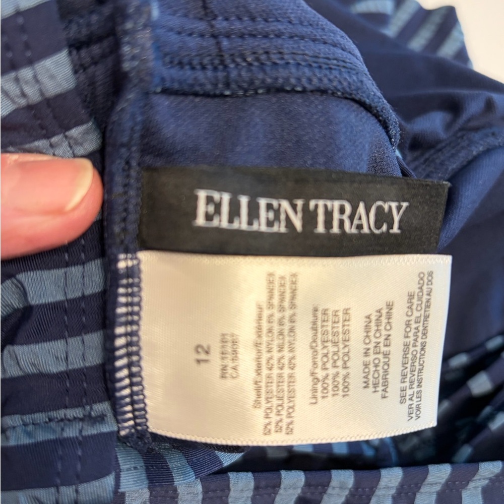 Ellen Tracy Navy and Light Blue Striped One-Piece - Picture 3 of 3